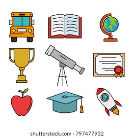 education school set icons