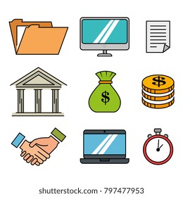 education school set icons