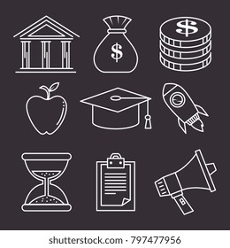 education school set icons