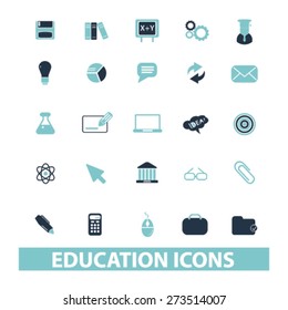 education, school, study, lesson isolated icons, signs, illustrations website, internet mobile design concept set, vector