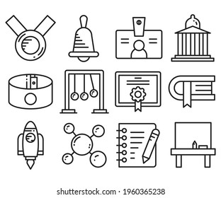 education and school supplies icons set vector