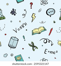 Education, school, university. Bright Seamless Vector Pattern for Wrapping Paper, Print, Background, Textile