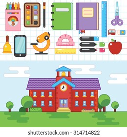 Education School University Flat illustration