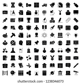 Education school university learning solid icon set