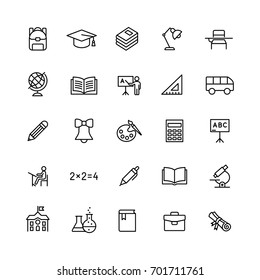 education school university line icons set black on white