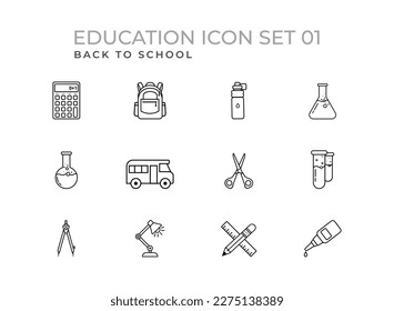 Education, school and university vector line icons Set in flat design. back to school vector elements icon design