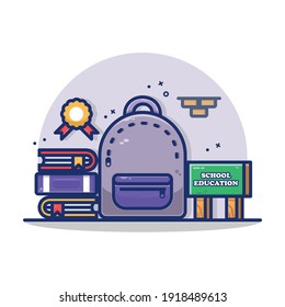 education school vector cartoon illustration