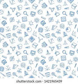 Education and School vector concept seamless pattern in outline style