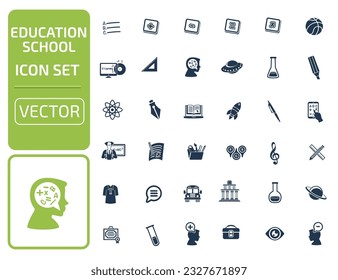 Conjunto De Icono De Vectores Escolares Y De Educación