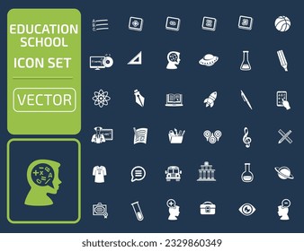 Conjunto De Icono De Vectores Escolares Y De Educación
