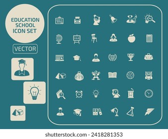 Conjunto De Icono De Vectores Escolares Y De Educación