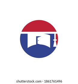 Education school vector logo design. Graduation cap and room icon design.	