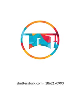Education school vector logo design. Graduation cap and room icon design.	