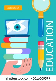Education, school. Vector poster, banner template. A set of cliparts for design about education.