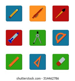 Education and school vector web icon set. Flat icons
