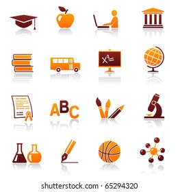 Education and school vector web icon set. College training and graduate symbols
