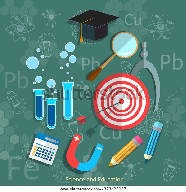 Education and Science\
blackboard mathematics physics chemistry graduation concept vector\
illustration  