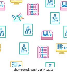 Education Science Collection Vector Seamless Pattern Color Line Illustration