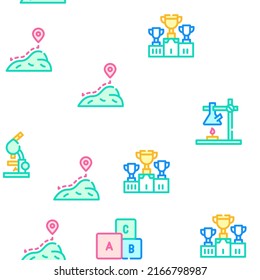 Education Science Collection Vector Seamless Pattern Color Line Illustration