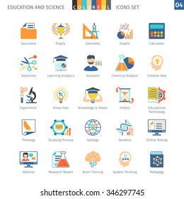 Education And Science Colorful Icons Set 04