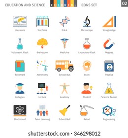 Education And Science Colorful Icons Set 02