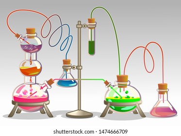 Education And Science Concept Banner. Chemistry Lab And Science Equipment