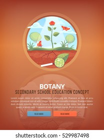 Education and science concept illustrations. Botany. Science of life and origin of species. Flat vector design banner