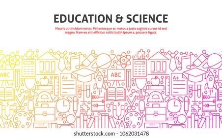 Education & Science Concept. Vector Illustration of Line Website Design. Banner Template.