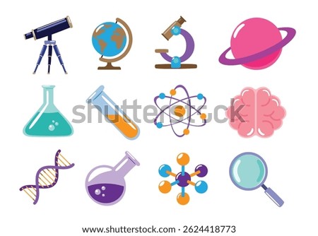 Education Science Equipment Icons Vector illustration