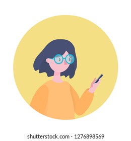Education and Science. Flat People Characters. With a phone in hand. Vector illustration