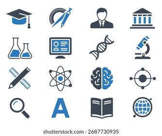 Conjunto de ícones de educação e ciência