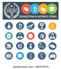 
Education and science icon set,clean vector