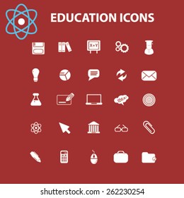 education, science icons, signs, illustrations concept design set on background, vector