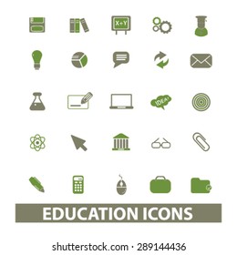 education, science isolated icons, illustrations, vector