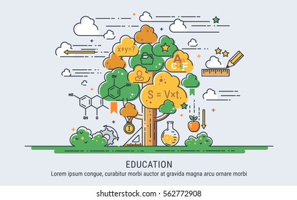 Education and Science. Line Art Thin Vector illustration for web.