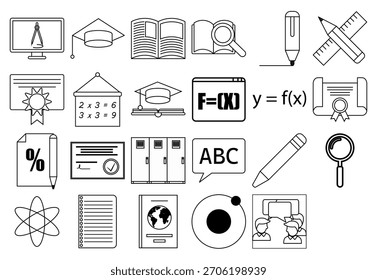 Folha de ícones de Educação, Ciência e Matemática