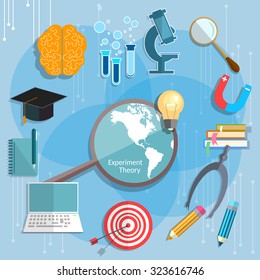 Education and Science online learning international training concept school objects university college vector illustration  