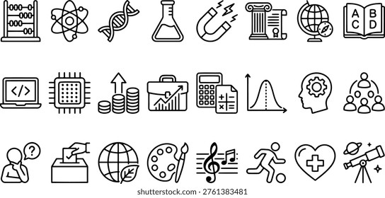 Education Science Technology Knowledge Line Icon Set
