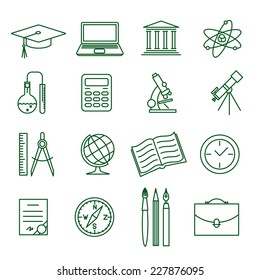 Education and science thin line vector icon set (1)