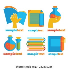 education and science vector icons collection