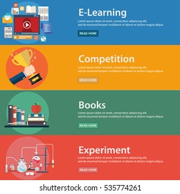 Education and Science vector illustration banner set