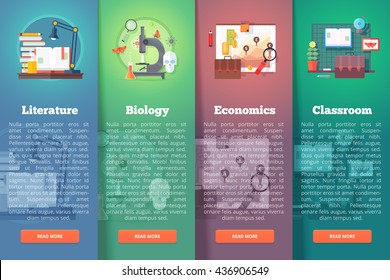 Education and science vertical layout concepts. Flat modern style.