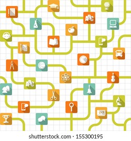 Education seamless background with flat icons