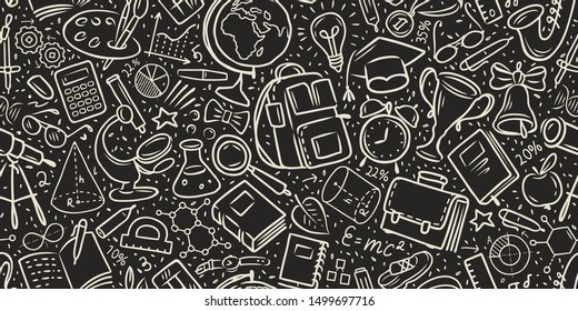 Education seamless background. School, science concept. Vector illustration