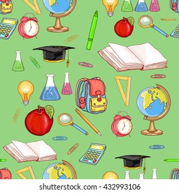 Education seamless pattern back to school education background vector illustration 