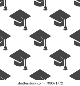Education seamless pattern. Graduation cap vector illustration for backgrounds
