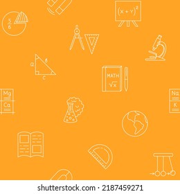 Education seamless pattern in line style. Vector illustration.
