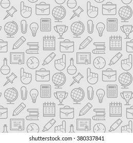 Education seamless pattern. School background with line icons. vector design.