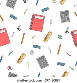 Education seamless pattern. School background with line icons. vector design.