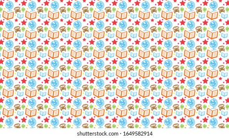 Education Seamless Vector Pattern for printed, fabric design for Womenswear, activewear, kidswear and menswear and Decorative Home Design, Wallpaper Print.
